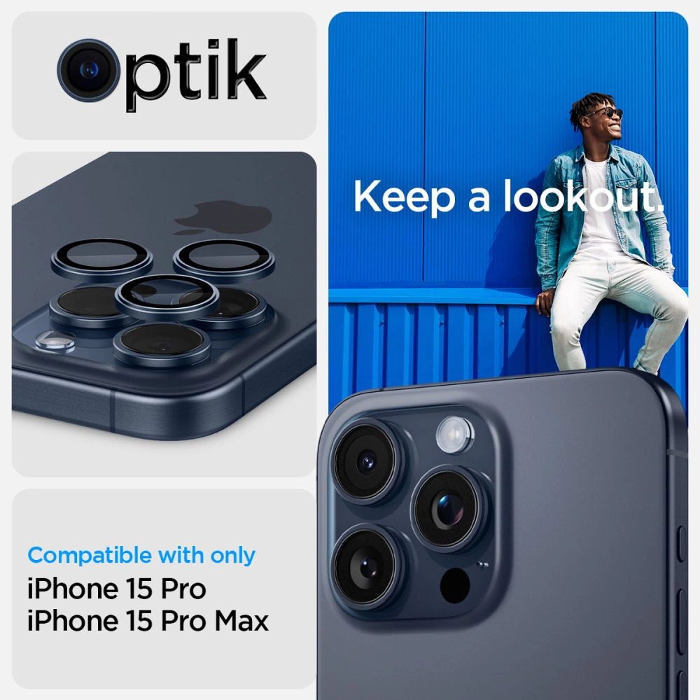 Spigen Optik.tR EZ Fit Camera Protector for iPhone 14 Pro / Pro Max / 15 Pro / Pro Max - Titanium Blue 2 pcs.eng