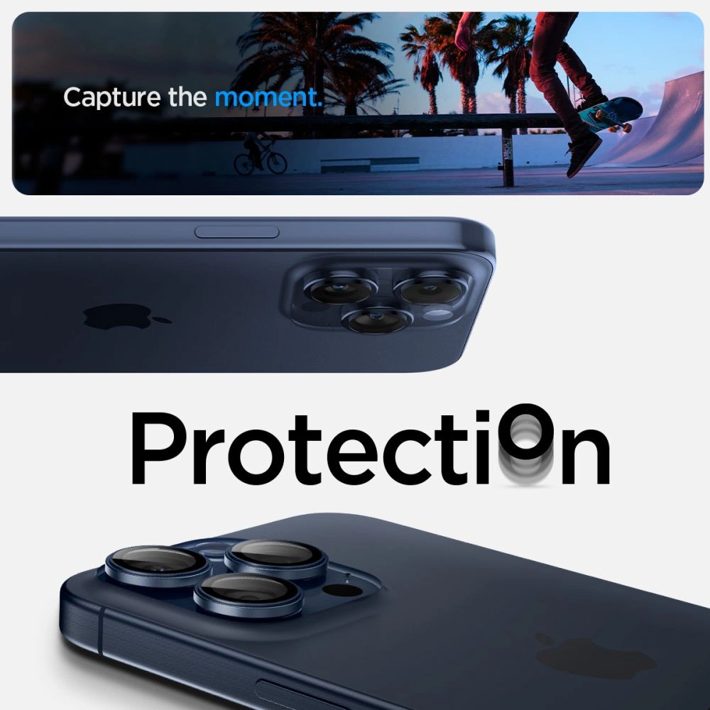 Spigen Optik.tR EZ Fit Camera Protector for iPhone 14 Pro / Pro Max / 15 Pro / Pro Max - Titanium Blue 2 pcs.eng