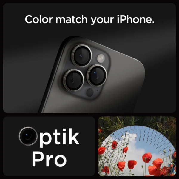 Spigen Optik.tR EZ Fit Camera Protector for iPhone 14 Pro / Pro Max / 15 Pro / Pro Max - Natural Titanium 2 pcs.eng