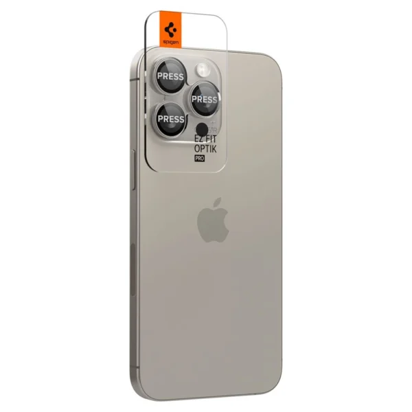 Spigen Optik.tR EZ Fit Camera Protector for iPhone 14 Pro / Pro Max / 15 Pro / Pro Max - Natural Titanium 2 pcs.eng