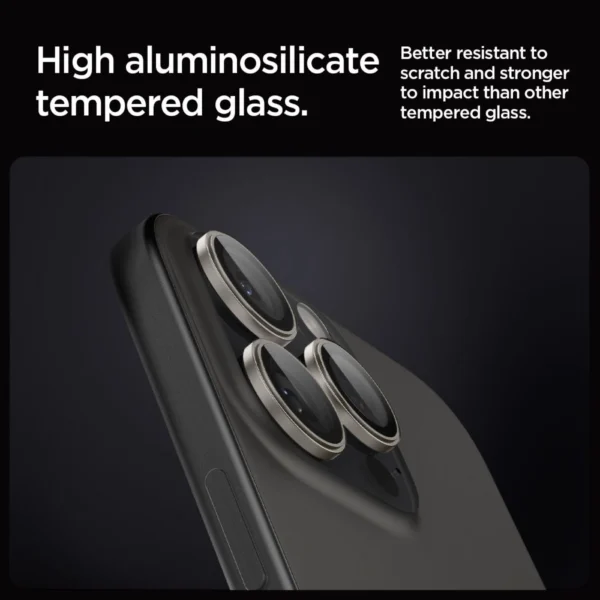 Spigen Optik.tR EZ Fit Camera Protector for iPhone 14 Pro / Pro Max / 15 Pro / Pro Max - Natural Titanium 2 pcs.eng