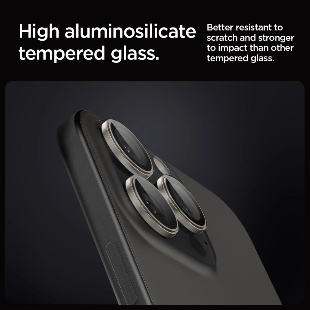 Spigen Optik.tR EZ Fit Camera Protector for iPhone 14 Pro / Pro Max / 15 Pro / Pro Max - Natural Titanium 2 pcs.eng