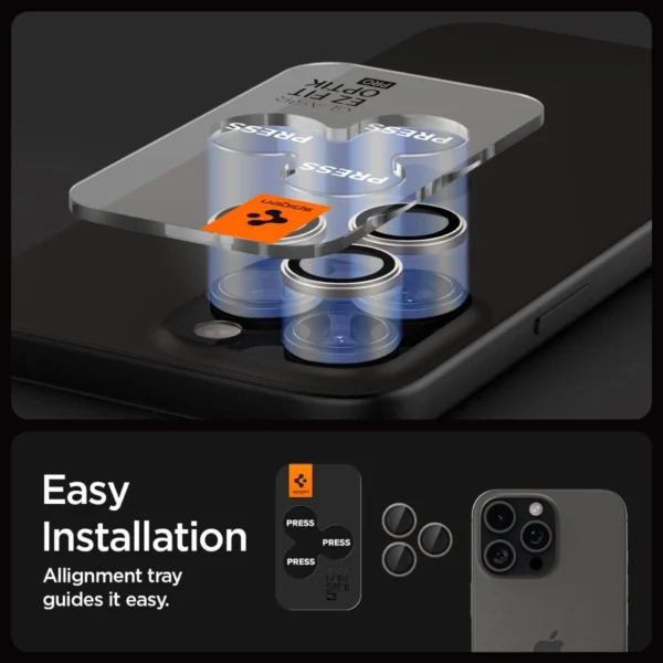 Spigen Optik.tR EZ Fit Camera Protector for iPhone 14 Pro / Pro Max / 15 Pro / Pro Max - Natural Titanium 2 pcs.eng