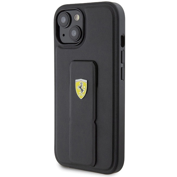 Ferrari Grip Stand Metal Logo case for iPhone 15 - blackeng