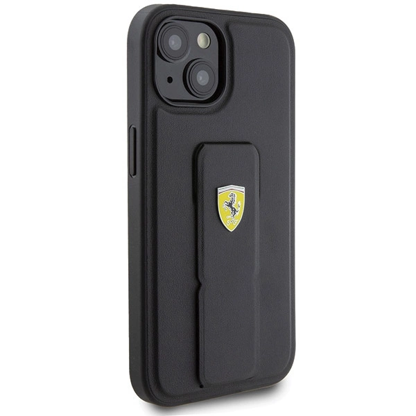 Ferrari Grip Stand Metal Logo case for iPhone 15 - blackeng
