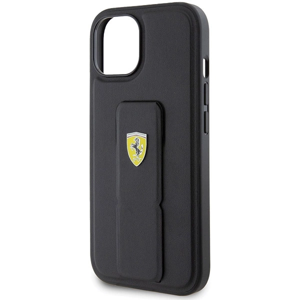 Ferrari Grip Stand Metal Logo case for iPhone 15 - blackeng