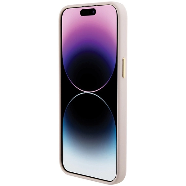 Guess Silicone Logo Strass 4G case for iPhone 15 Pro - light pinkeng