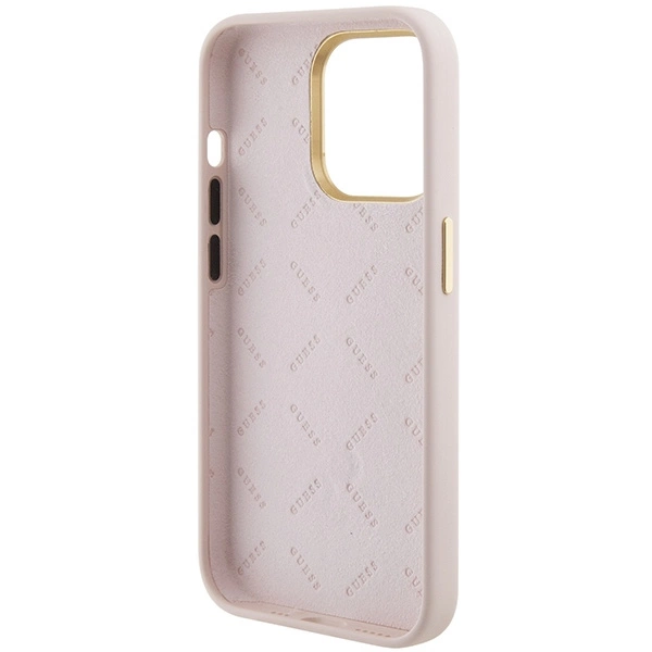 Guess Silicone Logo Strass 4G case for iPhone 15 Pro - light pinkeng