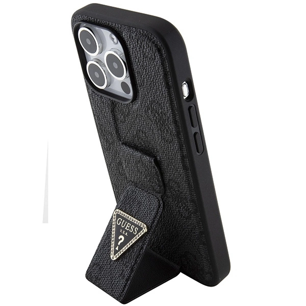 Guess Grip Stand 4G Triangle Strass case for iPhone 15 Pro - blackeng