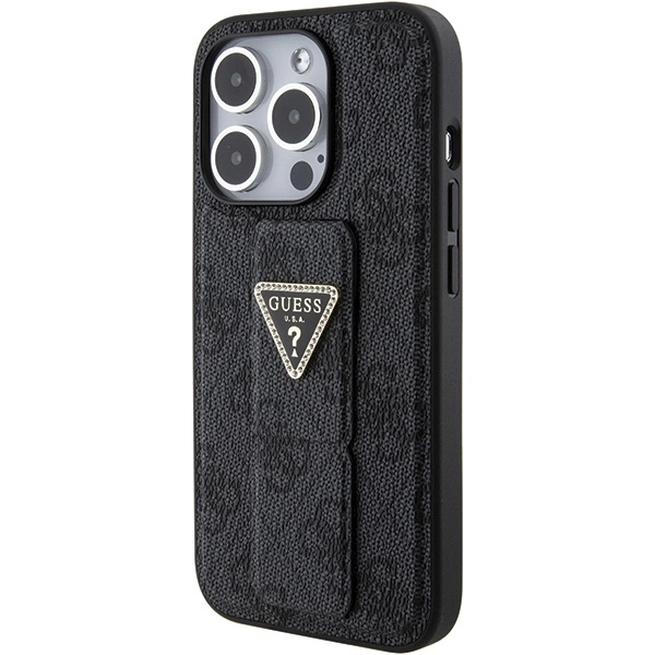 Guess Grip Stand 4G Triangle Strass case for iPhone 15 Pro - blackeng
