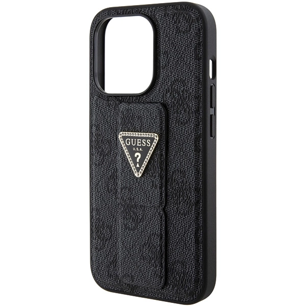 Guess Grip Stand 4G Triangle Strass case for iPhone 15 Pro - blackeng