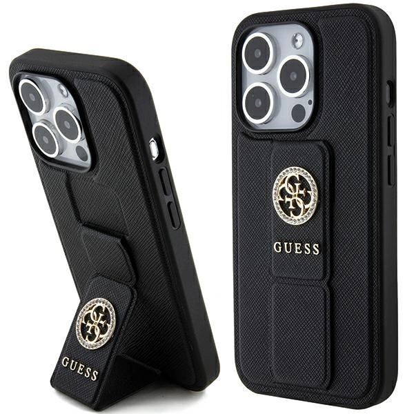 Guess Grip Stand 4G Triangle Strass case for iPhone 15 Pro - blackeng