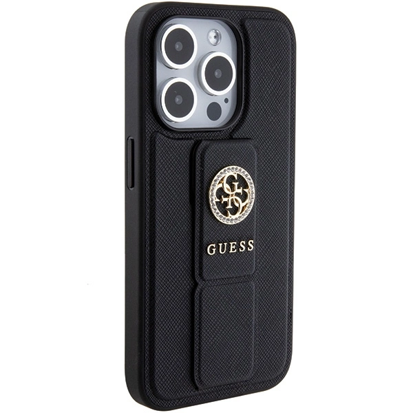 Guess Grip Stand 4G Triangle Strass case for iPhone 15 Pro - blackeng