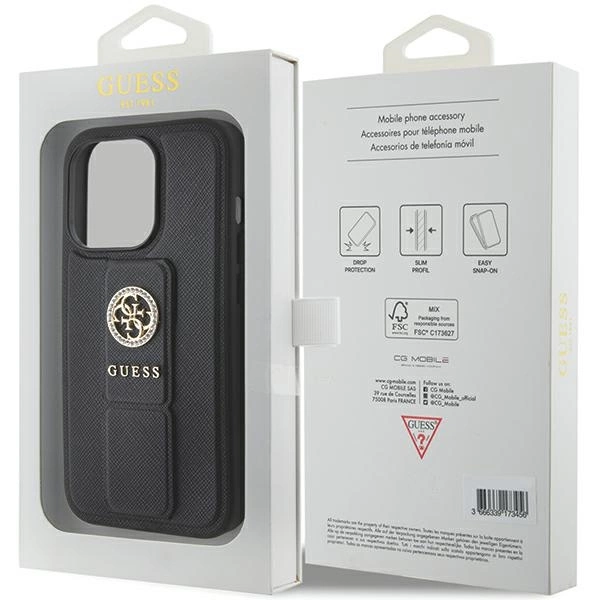Guess Grip Stand 4G Triangle Strass case for iPhone 15 Pro - blackeng