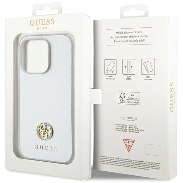 Guess Strass Metal Logo case for iPhone 15 Pro - silvereng