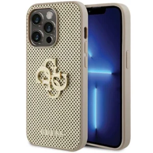 Guess Perforated 4G Glitter case for iPhone 15 Pro - goldeng