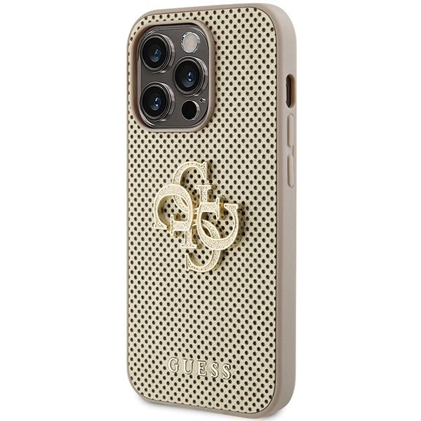 Guess Perforated 4G Glitter case for iPhone 15 Pro - goldeng