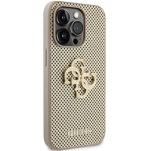 Guess Perforated 4G Glitter case for iPhone 15 Pro - goldeng