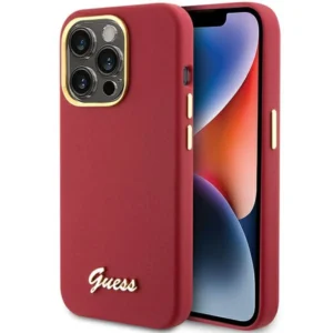 Guess Silicone Script Metal Logo & Frame case for iPhone 15 Pro - redeng