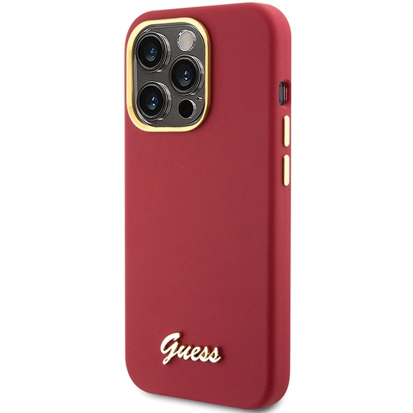 Guess Silicone Script Metal Logo & Frame case for iPhone 15 Pro - redeng