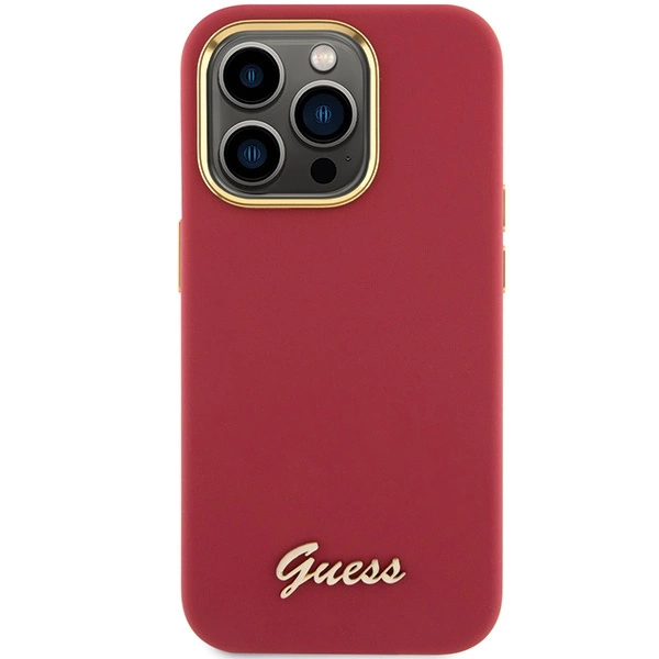 Guess Silicone Script Metal Logo & Frame case for iPhone 15 Pro - redeng