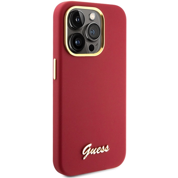 Guess Silicone Script Metal Logo & Frame case for iPhone 15 Pro - redeng