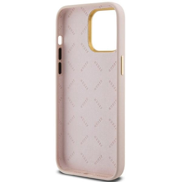 Guess Silicone Script Metal Logo & Frame case for iPhone 15 Pro - pinkeng