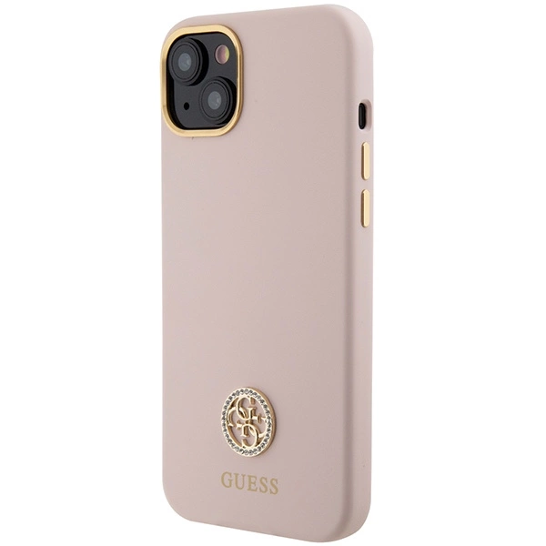 Guess Silicone Logo Strass 4G Case for iPhone 15 Plus / 14 Plus - Light Pinkeng