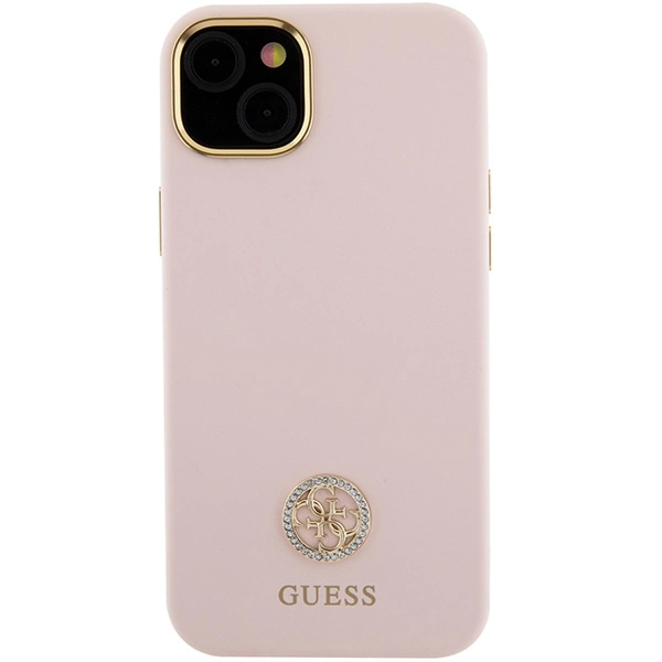 Guess Silicone Logo Strass 4G Case for iPhone 15 Plus / 14 Plus - Light Pinkeng