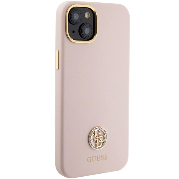 Guess Silicone Logo Strass 4G Case for iPhone 15 Plus / 14 Plus - Light Pinkeng