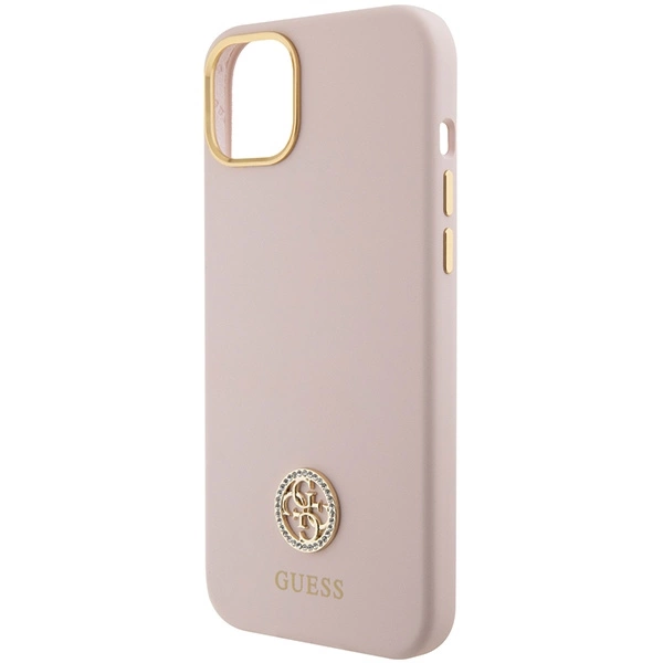 Guess Silicone Logo Strass 4G Case for iPhone 15 Plus / 14 Plus - Light Pinkeng