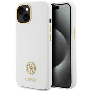 Guess Silicone Logo Strass 4G case for iPhone 15 - whiteeng