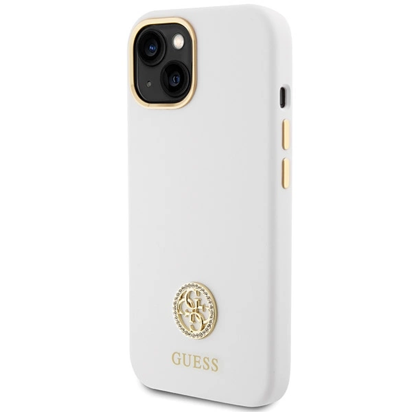 Guess Silicone Logo Strass 4G case for iPhone 15 - whiteeng