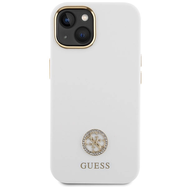 Guess Silicone Logo Strass 4G case for iPhone 15 - whiteeng