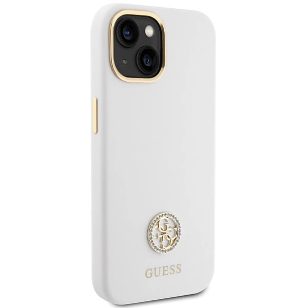 Guess Silicone Logo Strass 4G case for iPhone 15 - whiteeng