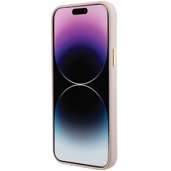 Guess Silicone Logo Strass 4G case for iPhone 15 - light pinkeng
