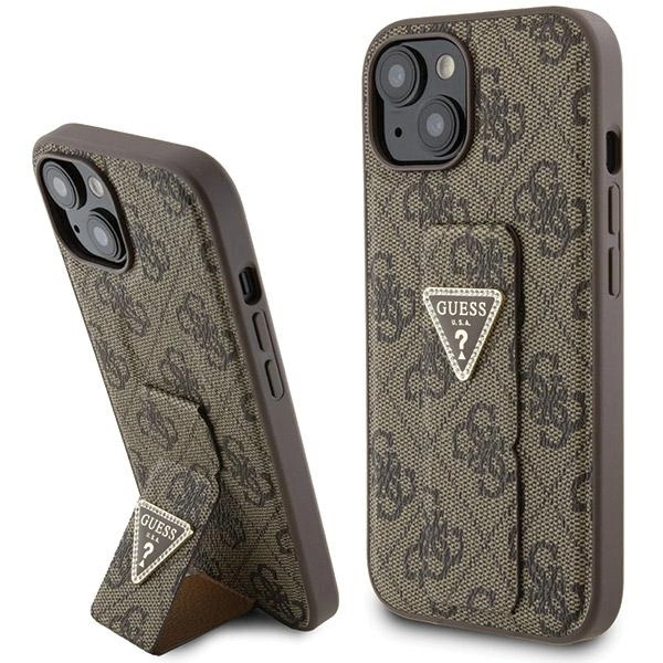 Guess Grip Stand 4G Triangle Strass case for iPhone 15 - browneng