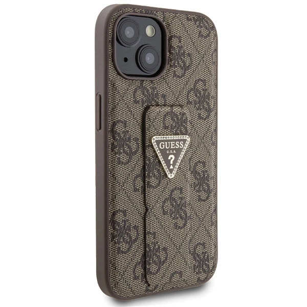 Guess Grip Stand 4G Triangle Strass case for iPhone 15 - browneng