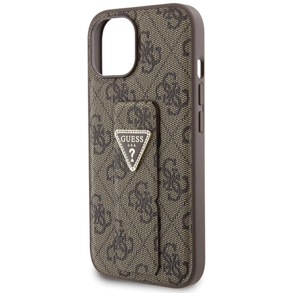 Guess Grip Stand 4G Triangle Strass case for iPhone 15 - browneng