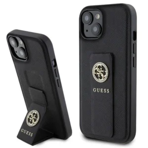 Guess Grip Stand 4G Saffiano Strass case for iPhone 15 - blackeng