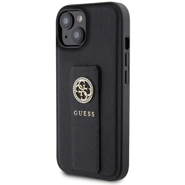 Guess Grip Stand 4G Saffiano Strass case for iPhone 15 - blackeng