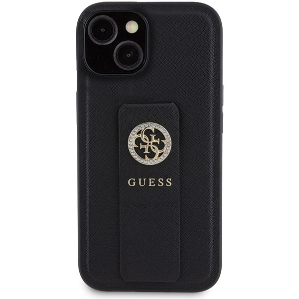 Guess Grip Stand 4G Saffiano Strass case for iPhone 15 - blackeng