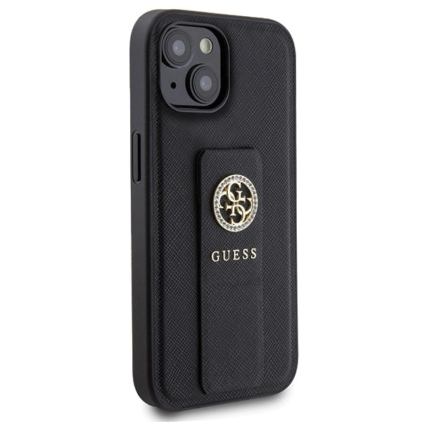 Guess Grip Stand 4G Saffiano Strass case for iPhone 15 - blackeng
