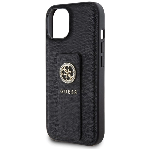 Guess Grip Stand 4G Saffiano Strass case for iPhone 15 - blackeng