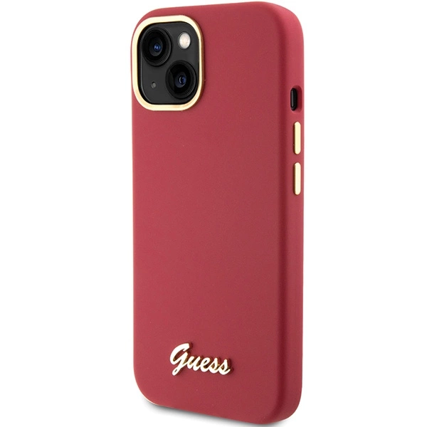 Guess Silicone Script Metal Logo & Frame case for iPhone 15 - redeng