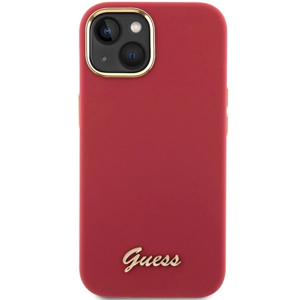 Guess Silicone Script Metal Logo & Frame case for iPhone 15 - redeng