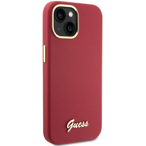 Guess Silicone Script Metal Logo & Frame case for iPhone 15 - redeng