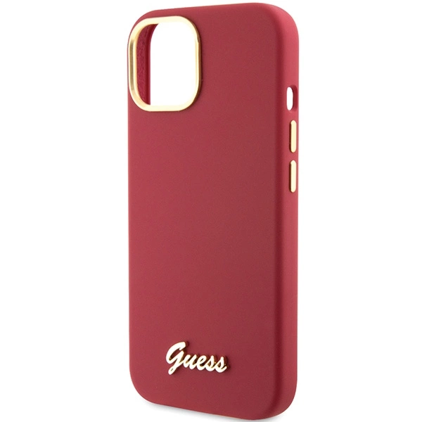 Guess Silicone Script Metal Logo & Frame case for iPhone 15 - redeng