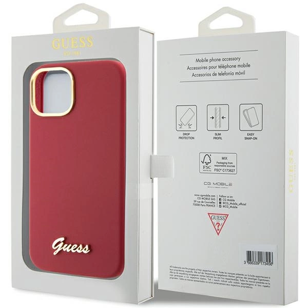 Guess Silicone Script Metal Logo & Frame case for iPhone 15 - redeng