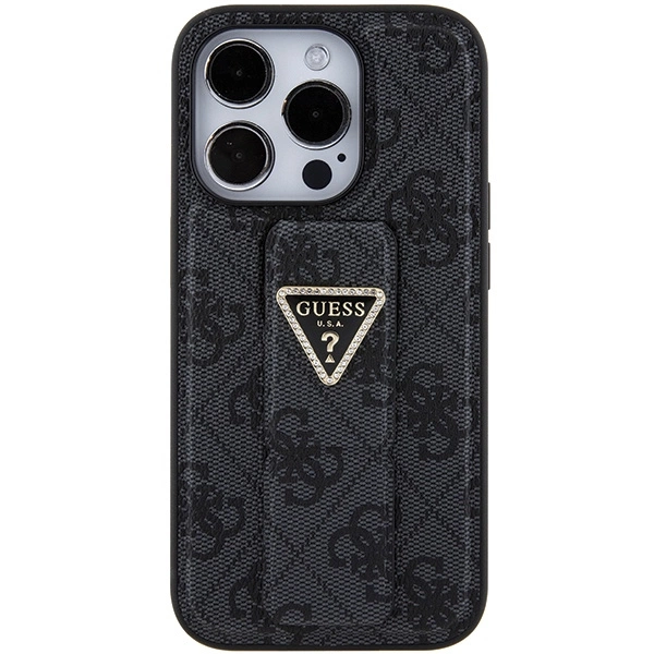 Guess Grip Stand 4G Triangle Strass case for iPhone 15 Pro Max - blackeng
